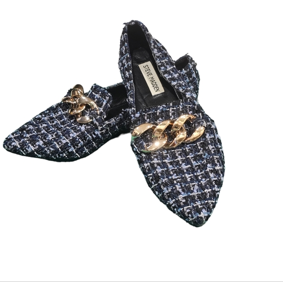 Steve Madden Famed Boucle Chain Detail Loafers size 9.5M - Picture 4 of 7